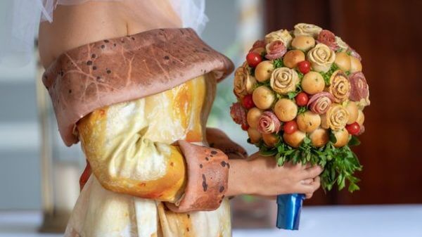 Chicago Town creates bridal bundle with six-tier pizza cake and pepperoni get dressed 2